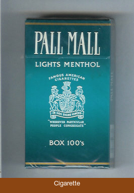 Pall Mall Famous American Cigarettes Lights Menthol Box 100s Dark Green cigarettes hard box