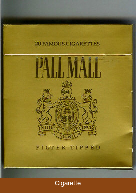 Pall Mall Famous Cigarettes Filter Tipped gold 100s cigarettes wide flat hard box