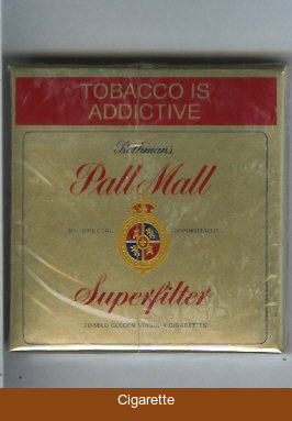 Pall Mall Rothmans Superfilter gold cigarettes wide flat hard box