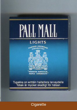Pall Mall Famous American Cigarettes Lights 25s cigarettes hard box