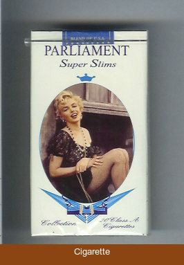 Parliament Super Slims 100s design with Marlin Monro soft box cigarettes
