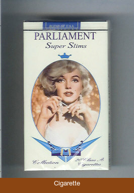 Parliament cigarettes design with Marlin Monro Super Slims 100s cigarettes soft box