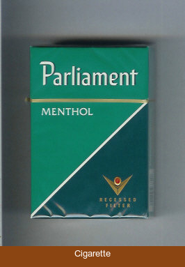 Parliament Menthol green and dark green cigarettes hard box