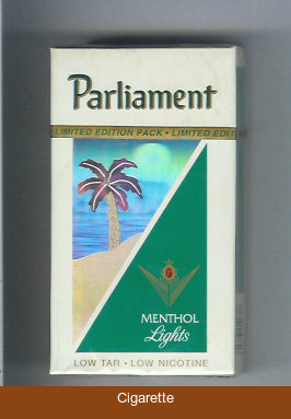 Parliament Menthol Lights hologram with a palm 100s cigarettes hard box