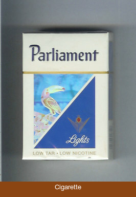 Parliament Lights hologram with a bird cigarettes hard box