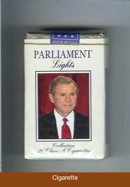 Parliament Lights design with George Bush soft box cigarettes