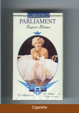 Parliament Super Slims 100s soft box design with Marlin Monro cigarettes