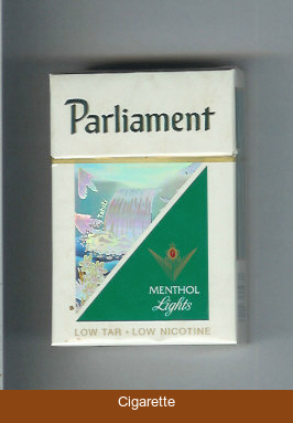 Parliament Menthol Lights hologram with a waterfall cigarettes hard box