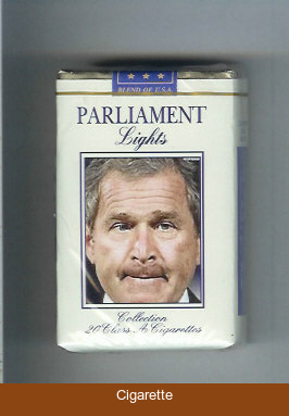 Parliament Lights design with George Bush cigarettes