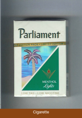 Parliament Menthol Lights hologram with a palm cigarettes hard box