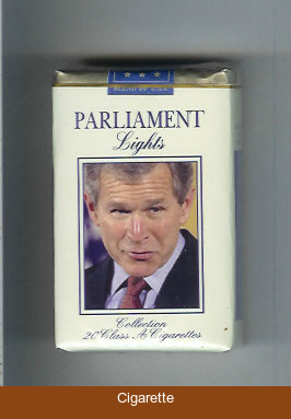 Parliament cigarettes Lights design with George Bush