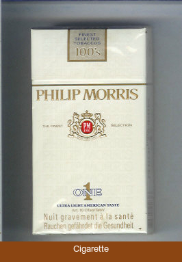 Philip Morris One 1 Ultra Light American Taste 100s cigarettes hard box
