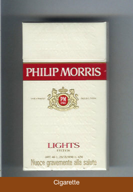 Philip Morris Lights 100s white and red cigarettes hard box