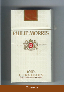 Philip Morris 100s Ultra Lights Ultra Light American Taste cigarettes hard box