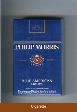 Philip Morris Blue American Lights cigarettes hard box