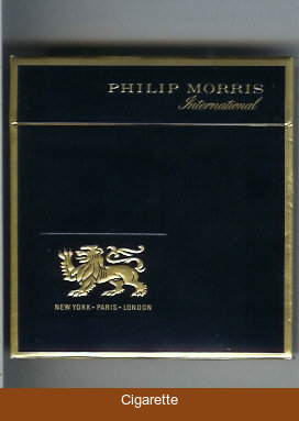 Philip Morris International dark blue cigarettes wide flat hard box
