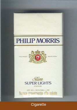 Philip Morris Super Lights Slim 100s cigarettes hard box