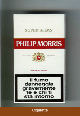Philip Morris Super Slims American Blend 100s white and red cigarettes hard box