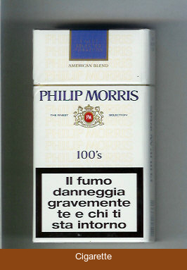 Philip Morris American Blend 100s white and blue cigarettes hard box