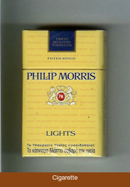 Philip Morris Lights yellow cigarettes hard box