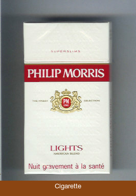 Philip Morris Lights American Blend 100s white and red cigarettes hard box