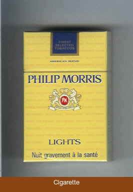 Philip Morris Lights American Blend yellow cigarettes hard box