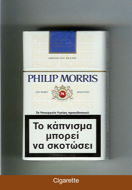 Philip Morris American Blend white and blue cigarettes hard box
