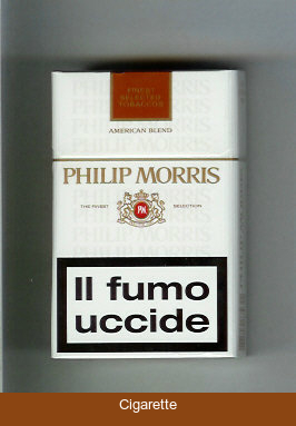Philip Morris American Blend white and brown cigarettes hard box