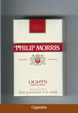 Philip Morris Lights American Blend white and red cigarettes hard box
