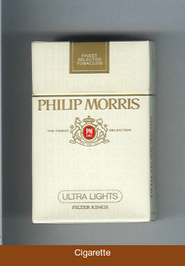 Philip Morris Ultra Lights cigarettes hard box