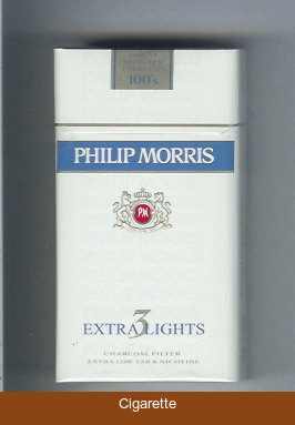 Philip Morris Extra Lights 3 100s cigarettes hard box