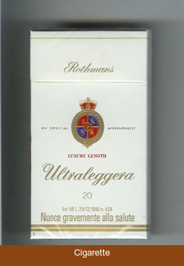 Rothmans Ultraleggera Luxery Length 100s cigarettes hard box