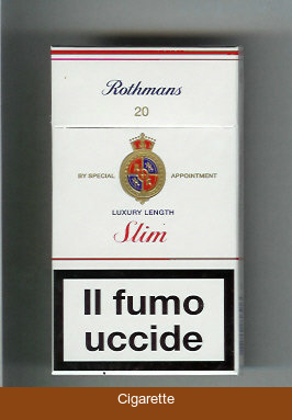 Rothmans Slim Luxery Length 100s cigarettes hard box
