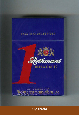 Rothmans 1 Ultra Lights cigarettes hard box