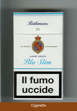 Rothmans Blue Slim Luxery Length 100s cigarettes hard box