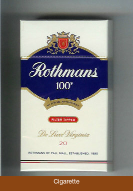 Rothmans 100s Filter Tipped By Special Appointment cigarettes hard box