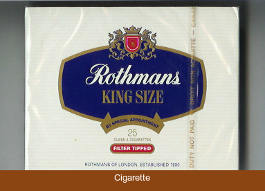 Rothmans King Size Filter Tipped By Special Appointment 25 cigarettes wide flat hard box