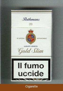 Rothmans Gold Slim Luxery Length 100s cigarettes hard box