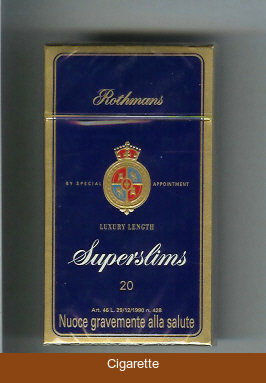 Rothmans Superslims Luxery Length 100s cigarettes hard box