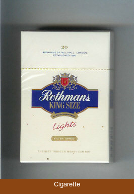 Rothmans King Size Lights Filter Tipped By Special Appointment cigarettes hard box