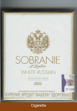 Sobranie of London White Russian 100s cigarettes wide flat hard box