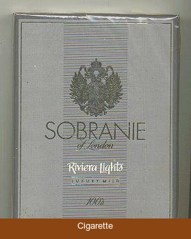 Sobranie of London Riviera Lights 100s cigarettes wide flat hard box