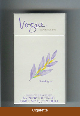 Vogue Superslims Ultra Lights 100s cigarettes hard box