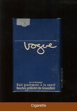 Vogue Ultra Lights 3 cigarettes hard box