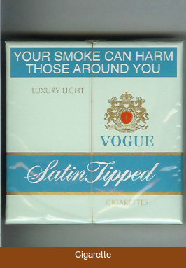 Vogue Satin Tipped Luxury Light cigarettes wide flat hard box