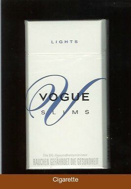 Vogue V Slims Lights 100s cigarettes hard box