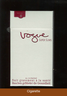 Vogue Super Slims Filter 8 100s cigarettes hard box