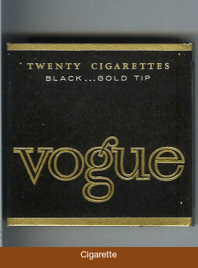 Vogue Black Gold Tip cigarettes wide flat hard box