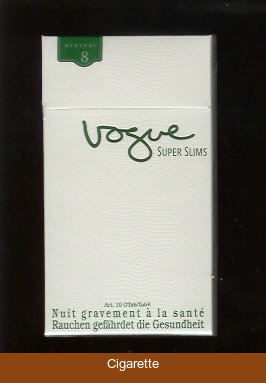Vogue Super Slims Menthol 8 100s cigarettes hard box
