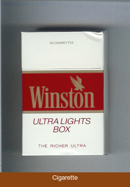 Winston with eagle from above in the right Ultra Lights white and red cigarettes hard box